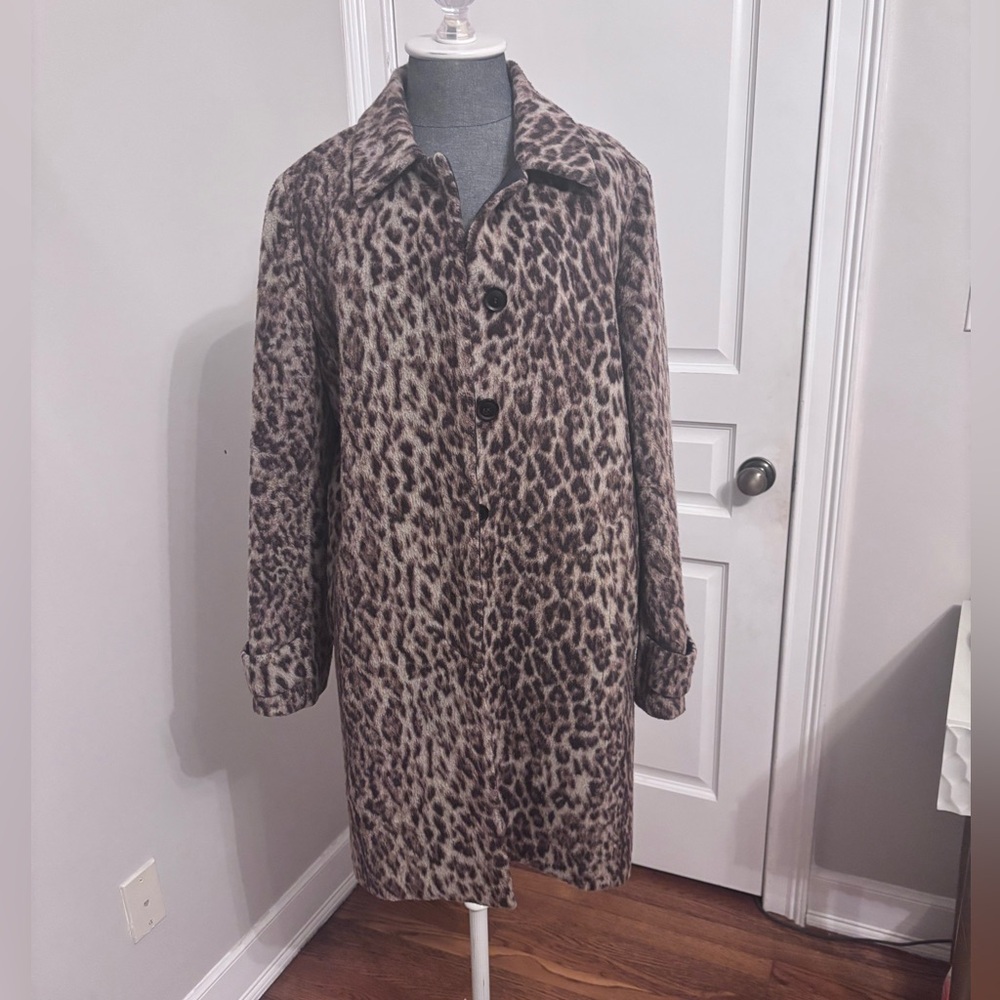 J.Crew Topcoat in Double Leopard Wool-Blend Leopard Print Coat Women Sz  10